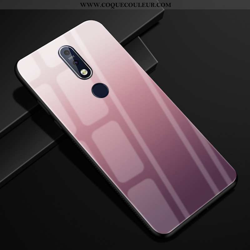 Coque Nokia 7.1 Protection Violet, Housse Nokia 7.1 Verre Téléphone Portable Violet