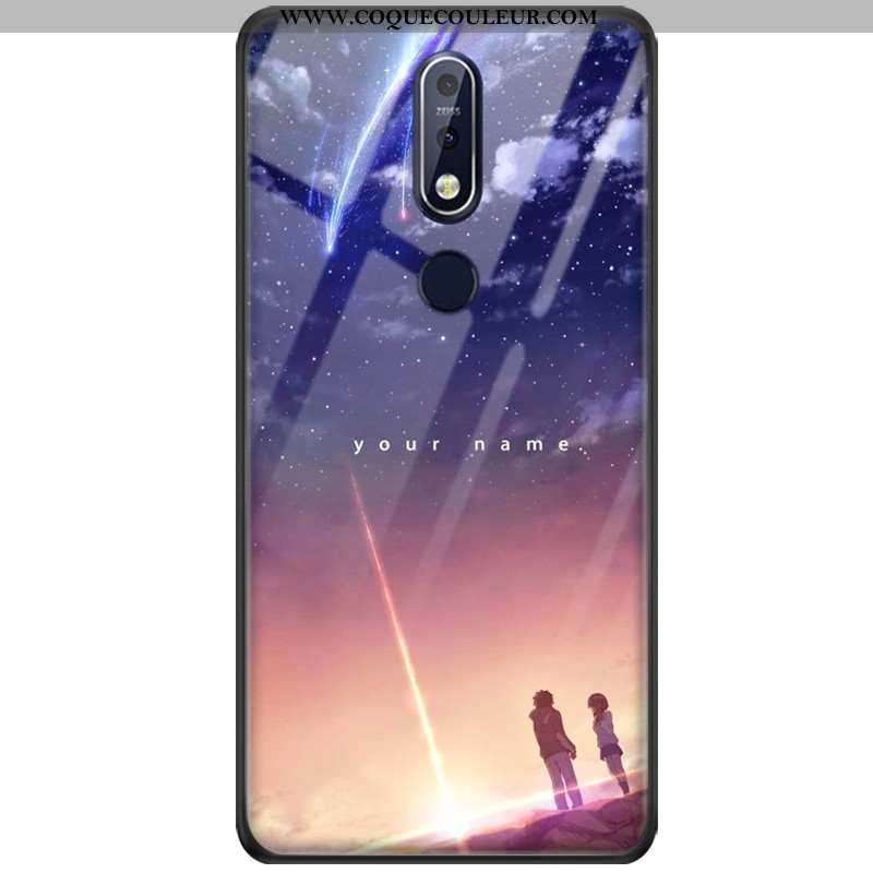 Coque Nokia 7.1 Protection Net Rouge Coque, Housse Nokia 7.1 Verre Tendance Bleu