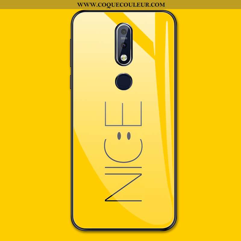 Étui Nokia 7.1 Protection Coque Étui, Nokia 7.1 Verre Tout Compris Jaune