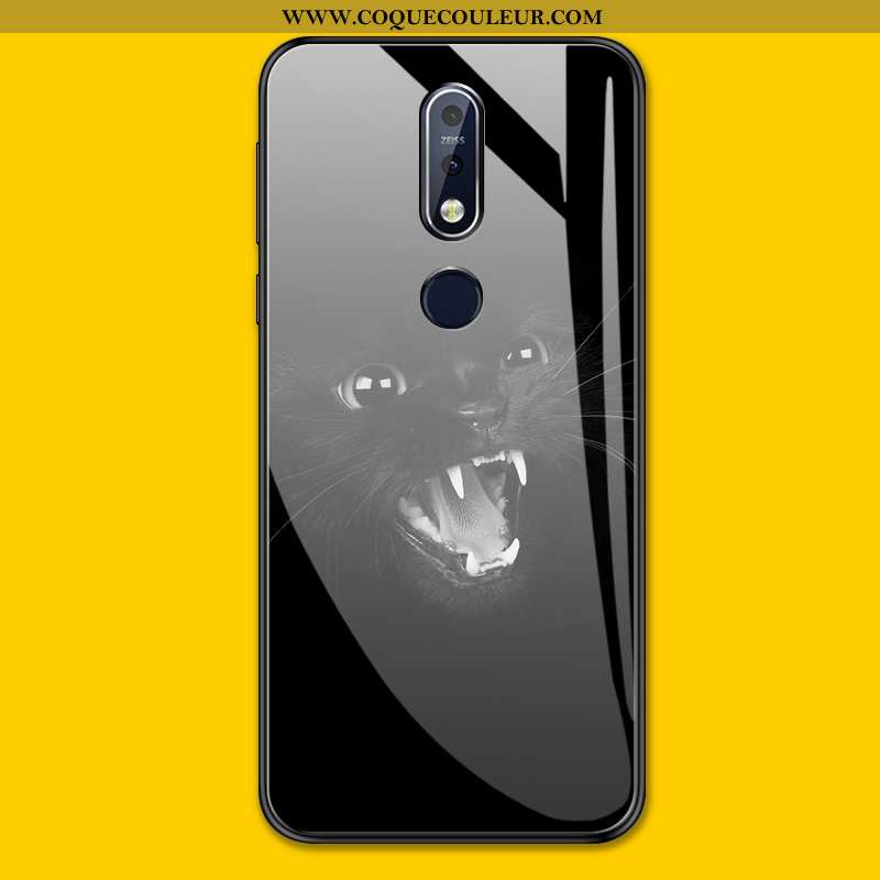 Étui Nokia 7.1 Protection Coque Étui, Nokia 7.1 Verre Tout Compris Jaune