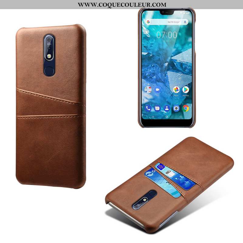 Coque Nokia 7.1 Cuir Qualité Business, Housse Nokia 7.1 Protection Personnalité Gris