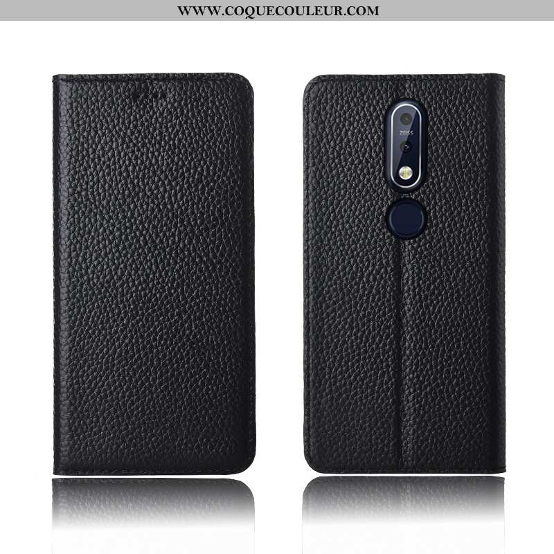 Housse Nokia 7.1 Silicone Fluide Doux Clamshell, Étui Nokia 7.1 Protection Cuir Marron