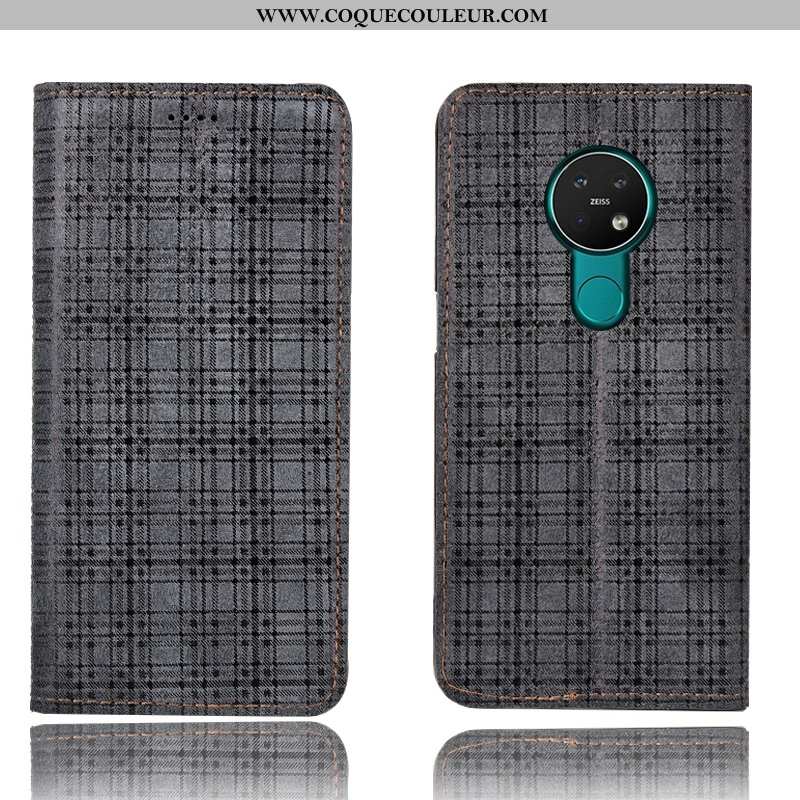 Housse Nokia 7.2 Protection Étui Velours, Nokia 7.2 Cuir Véritable Gris