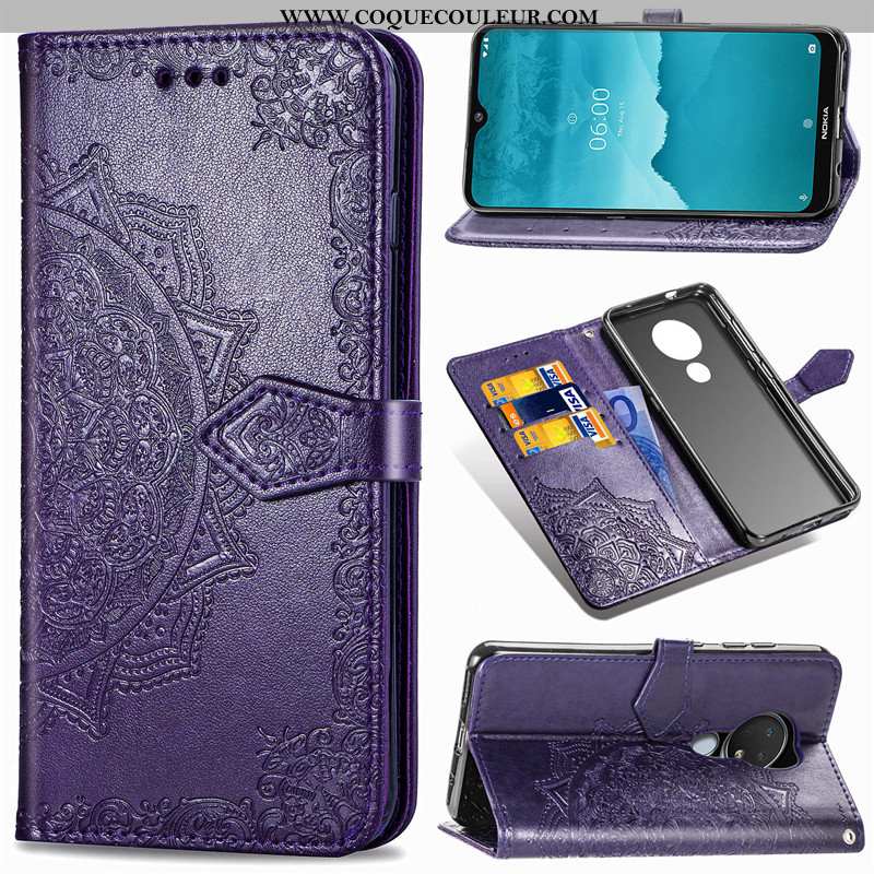 Coque Nokia 7.2 Protection Cuir Étui, Housse Nokia 7.2 Ornements Suspendus Violet