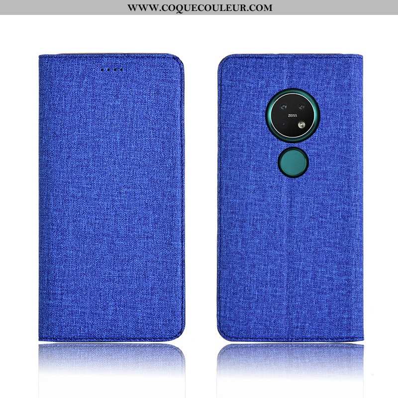 Coque Nokia 7.2 Protection Tout Compris Téléphone Portable, Housse Nokia 7.2 Cuir Silicone Bleu Fonc