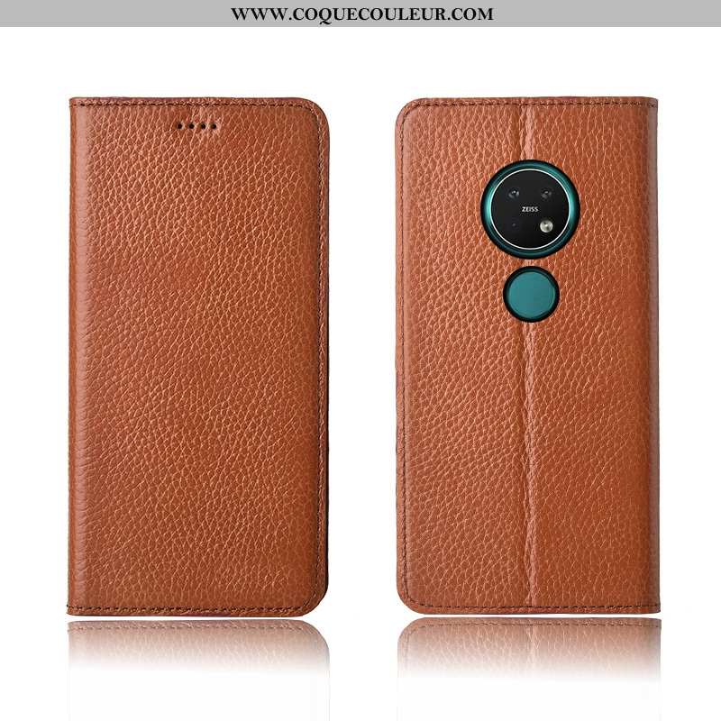 Housse Nokia 7.2 Protection Silicone Coque, Étui Nokia 7.2 Cuir Litchi Marron