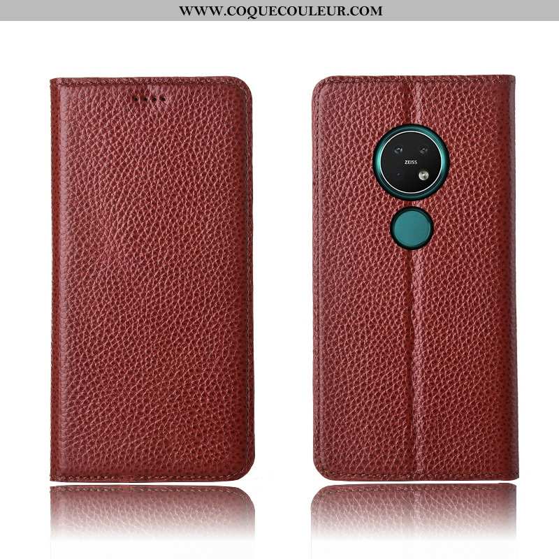 Housse Nokia 7.2 Protection Silicone Coque, Étui Nokia 7.2 Cuir Litchi Marron