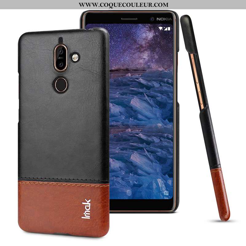 Housse Nokia 7 Plus Modèle Fleurie Coque Simple, Étui Nokia 7 Plus Protection Noir