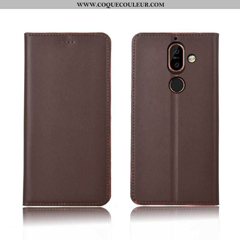 Étui Nokia 7 Plus Cuir Nouveau Étui, Coque Nokia 7 Plus Fluide Doux Téléphone Portable Marron