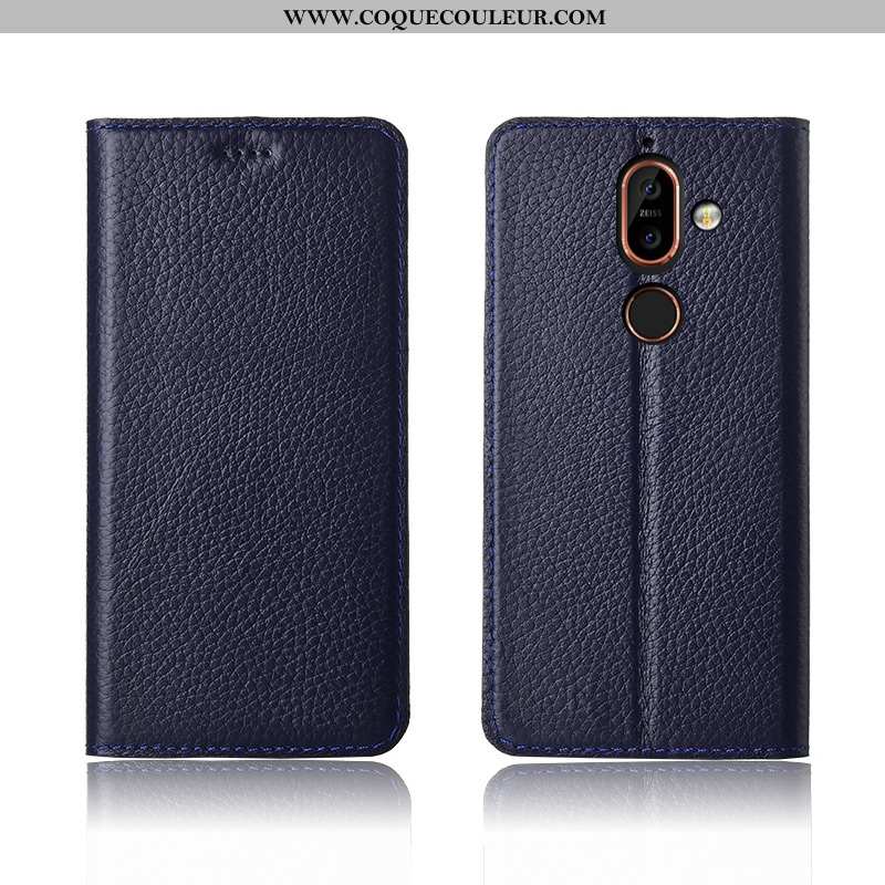 Coque Nokia 7 Plus Fluide Doux Cuir Housse, Housse Nokia 7 Plus Silicone Marron