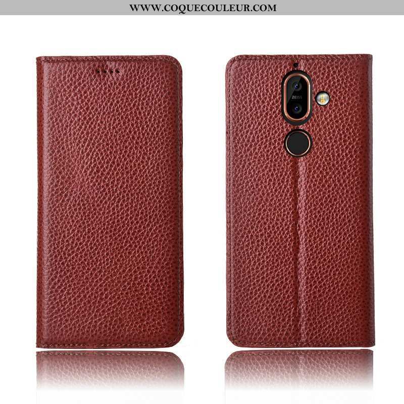 Coque Nokia 7 Plus Fluide Doux Cuir Housse, Housse Nokia 7 Plus Silicone Marron