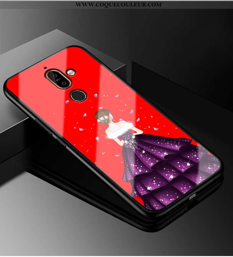 Coque Nokia 7 Plus Personnalité Téléphone Portable Rouge, Housse Nokia 7 Plus Tendance Mode Rouge