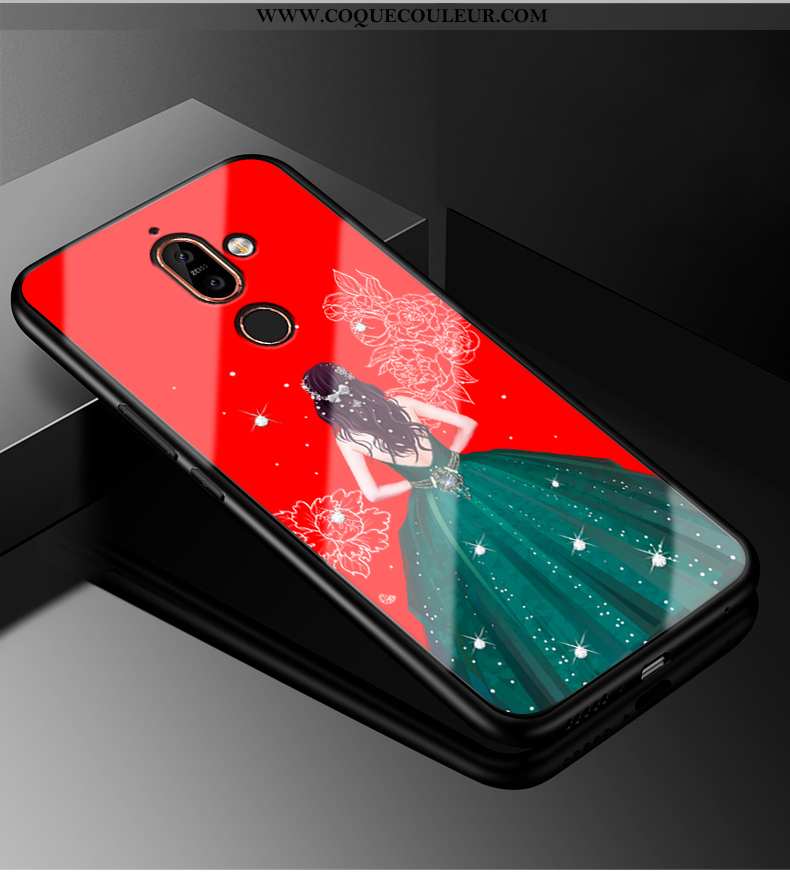 Coque Nokia 7 Plus Personnalité Téléphone Portable Rouge, Housse Nokia 7 Plus Tendance Mode Rouge