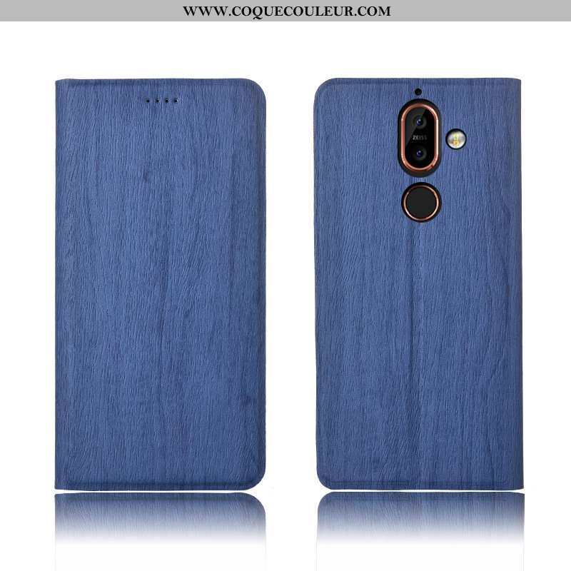 Housse Nokia 7 Plus Modèle Fleurie Bleu Tout Compris, Étui Nokia 7 Plus Fluide Doux Protection