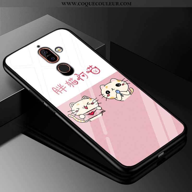 Étui Nokia 7 Plus Silicone Incassable Charmant, Coque Nokia 7 Plus Protection Amoureux Rose