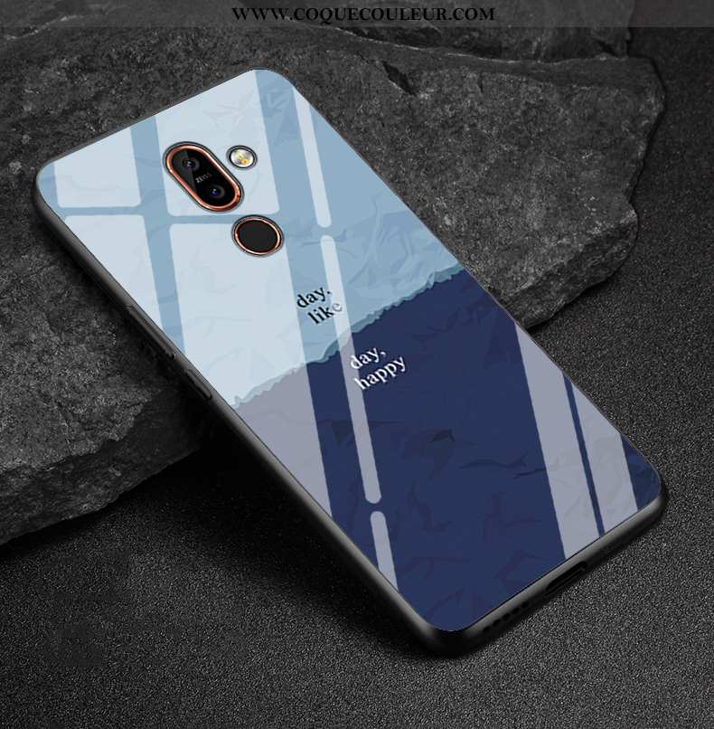 Housse Nokia 7 Plus Créatif Verre Fluide Doux, Étui Nokia 7 Plus Tendance Coloré