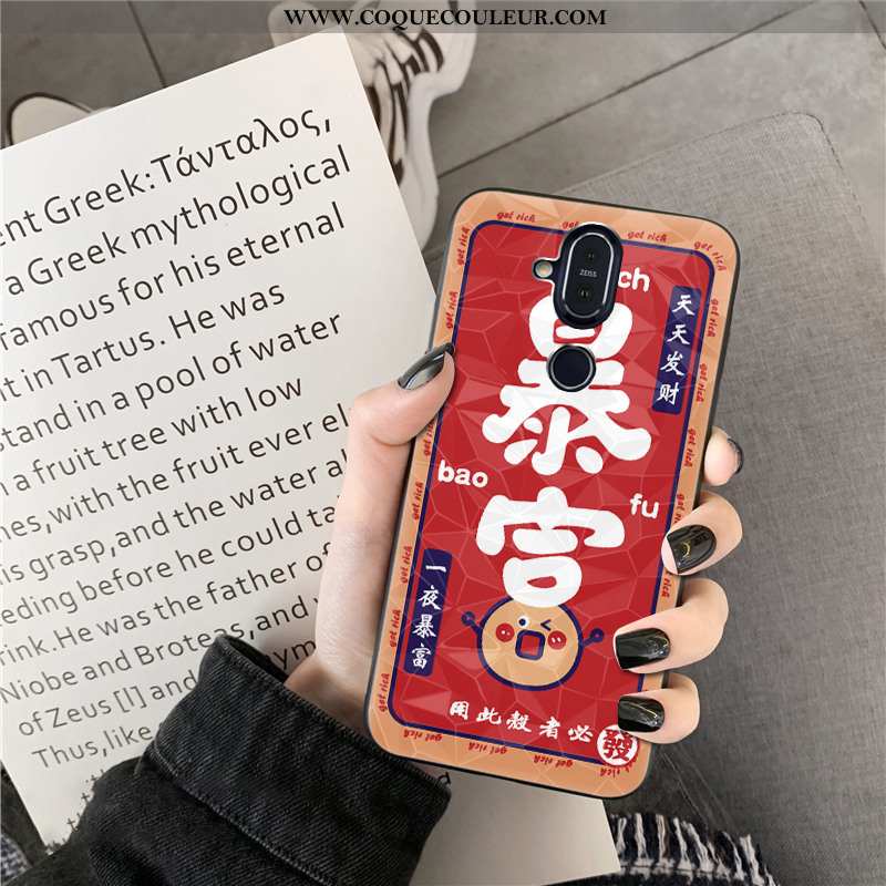 Étui Nokia 8.1 Modèle Fleurie Losange Étui, Coque Nokia 8.1 Nouveau Rouge