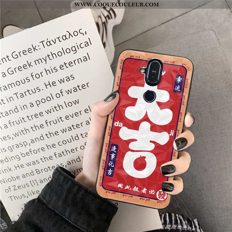 Étui Nokia 8.1 Modèle Fleurie Losange Étui, Coque Nokia 8.1 Nouveau Rouge