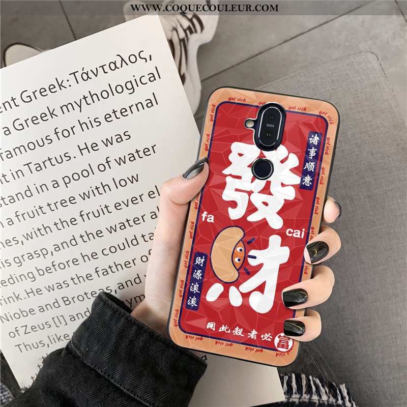 Étui Nokia 8.1 Modèle Fleurie Losange Étui, Coque Nokia 8.1 Nouveau Rouge