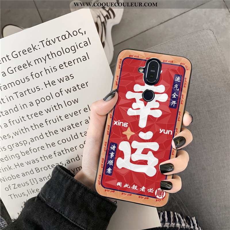 Étui Nokia 8.1 Modèle Fleurie Losange Étui, Coque Nokia 8.1 Nouveau Rouge