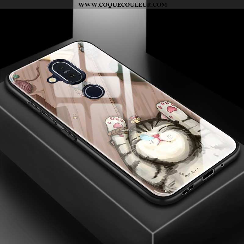 Housse Nokia 8.1 Verre Silicone Étui, Étui Nokia 8.1 Tendance Difficile Bleu