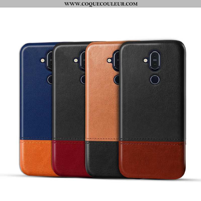 Housse Nokia 8.1 Protection Téléphone Portable Cuir, Étui Nokia 8.1 Personnalité Coque Marron