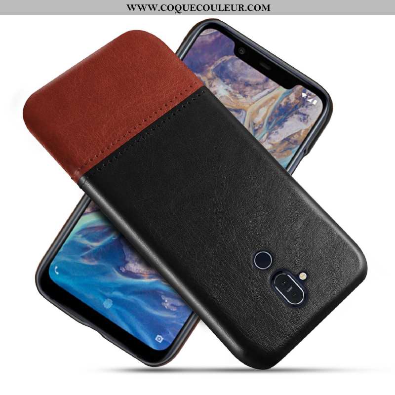 Housse Nokia 8.1 Protection Téléphone Portable Cuir, Étui Nokia 8.1 Personnalité Coque Marron