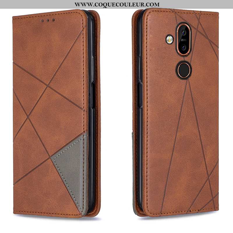 Coque Nokia 8.1 Protection Kaki Tout Compris, Housse Nokia 8.1 Cuir Khaki