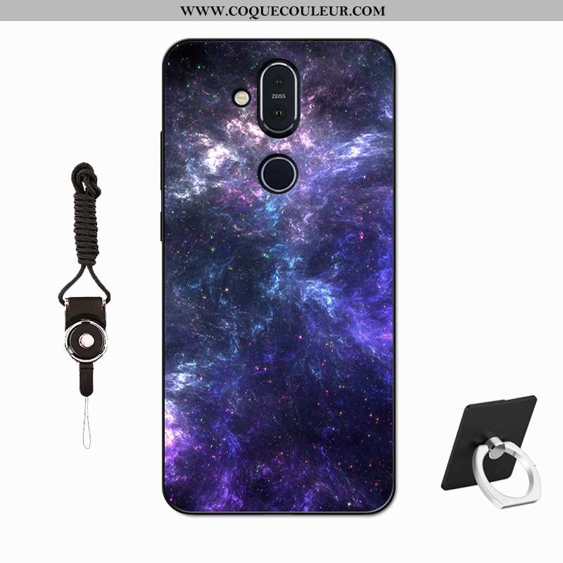 Housse Nokia 8.1 Protection Téléphone Portable Délavé En Daim, Étui Nokia 8.1 Verre Simple Violet