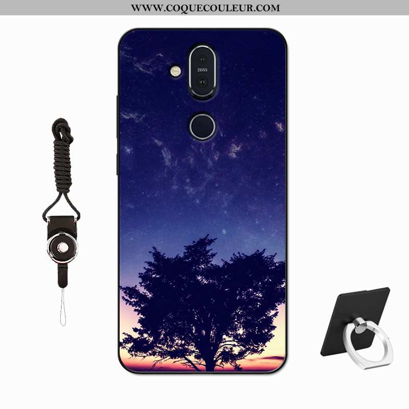 Housse Nokia 8.1 Protection Téléphone Portable Délavé En Daim, Étui Nokia 8.1 Verre Simple Violet