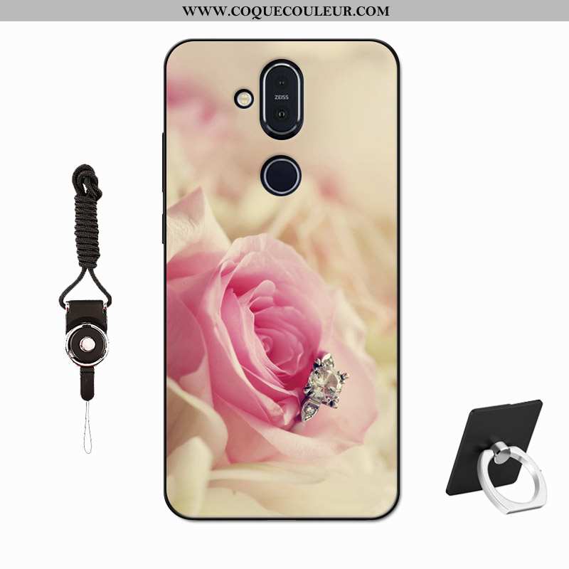 Housse Nokia 8.1 Protection Téléphone Portable Délavé En Daim, Étui Nokia 8.1 Verre Simple Violet