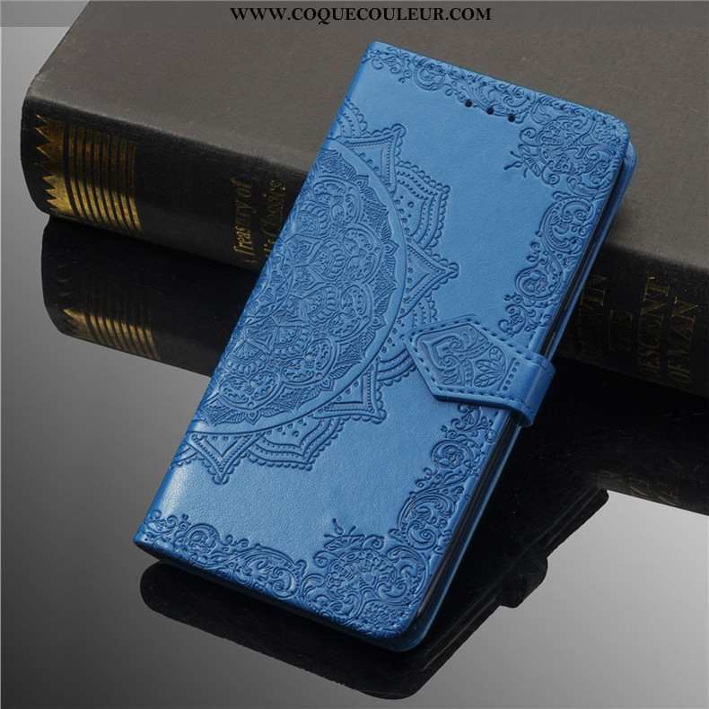 Étui Nokia 8.1 Protection Coque Gaufrage, Nokia 8.1 Ornements Suspendus Couleur Unie Bleu