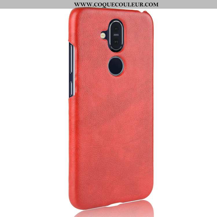 Étui Nokia 8.1 Cuir Protection Gris, Coque Nokia 8.1 Modèle Fleurie Difficile Gris