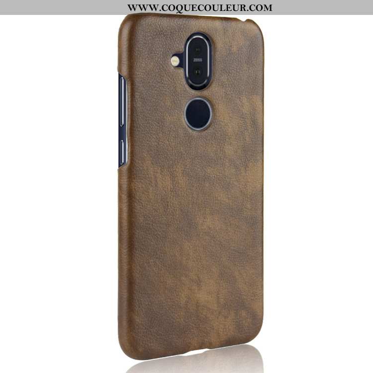 Étui Nokia 8.1 Cuir Protection Gris, Coque Nokia 8.1 Modèle Fleurie Difficile Gris