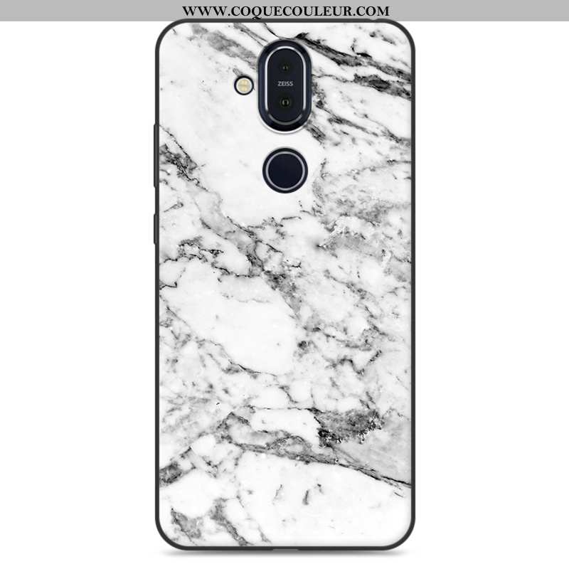 Coque Nokia 8.1 Protection Peinture Étui, Housse Nokia 8.1 Personnalité Blanc Blanche