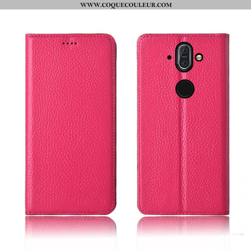 Coque Nokia 8 Sirocco Fluide Doux Haute, Housse Nokia 8 Sirocco Silicone Cuir Véritable Marron