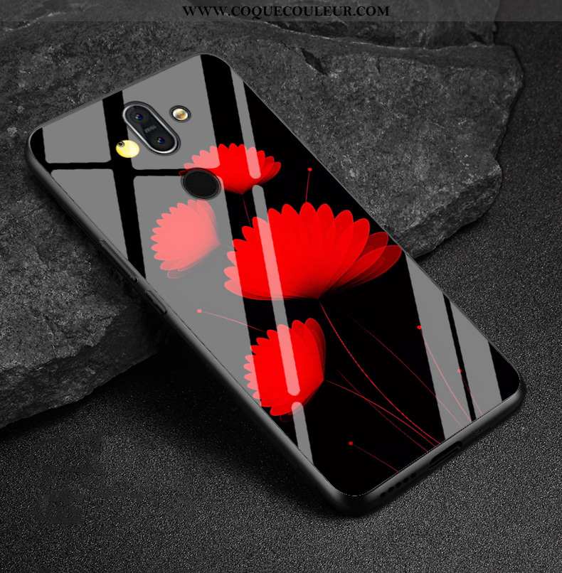 Étui Nokia 8 Sirocco Verre Coque Rouge, Nokia 8 Sirocco Créatif Dessin Animé Rouge