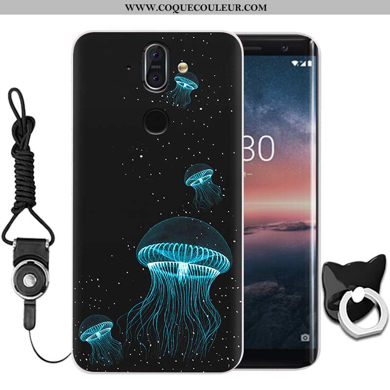 Coque Nokia 8 Sirocco Fluide Doux Étui Noir, Housse Nokia 8 Sirocco Silicone Membrane Noir