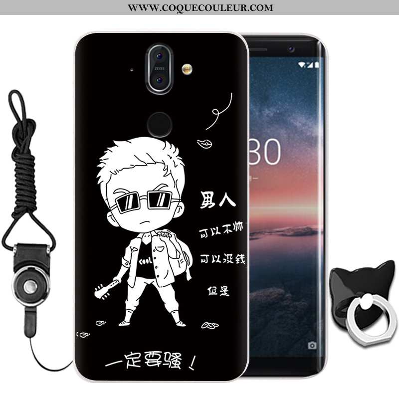 Coque Nokia 8 Sirocco Fluide Doux Étui Noir, Housse Nokia 8 Sirocco Silicone Membrane Noir