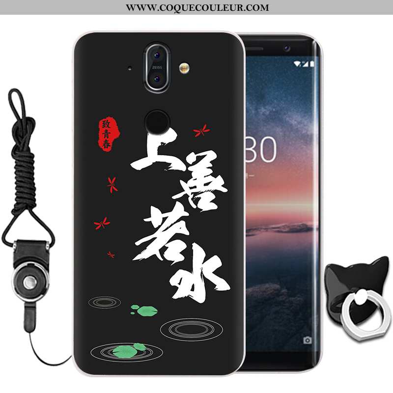 Coque Nokia 8 Sirocco Fluide Doux Étui Noir, Housse Nokia 8 Sirocco Silicone Membrane Noir