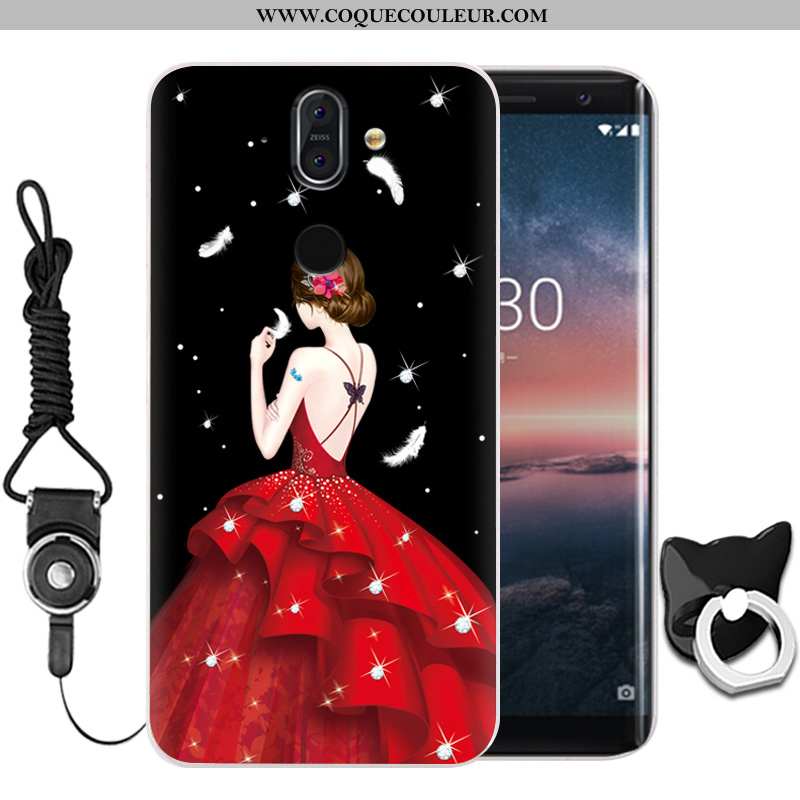 Coque Nokia 8 Sirocco Fluide Doux Étui Noir, Housse Nokia 8 Sirocco Silicone Membrane Noir