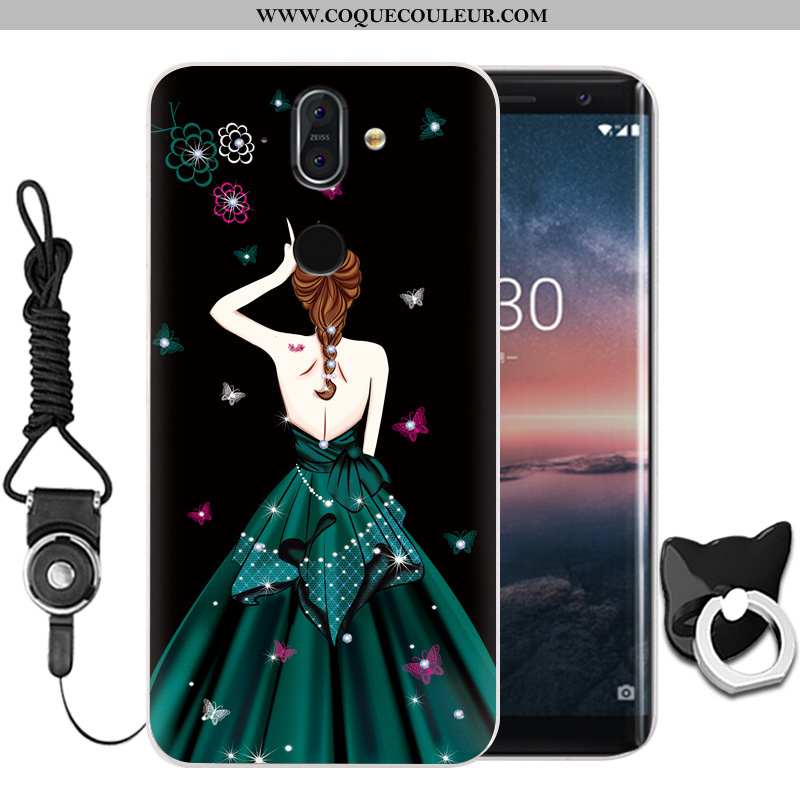 Coque Nokia 8 Sirocco Fluide Doux Étui Noir, Housse Nokia 8 Sirocco Silicone Membrane Noir