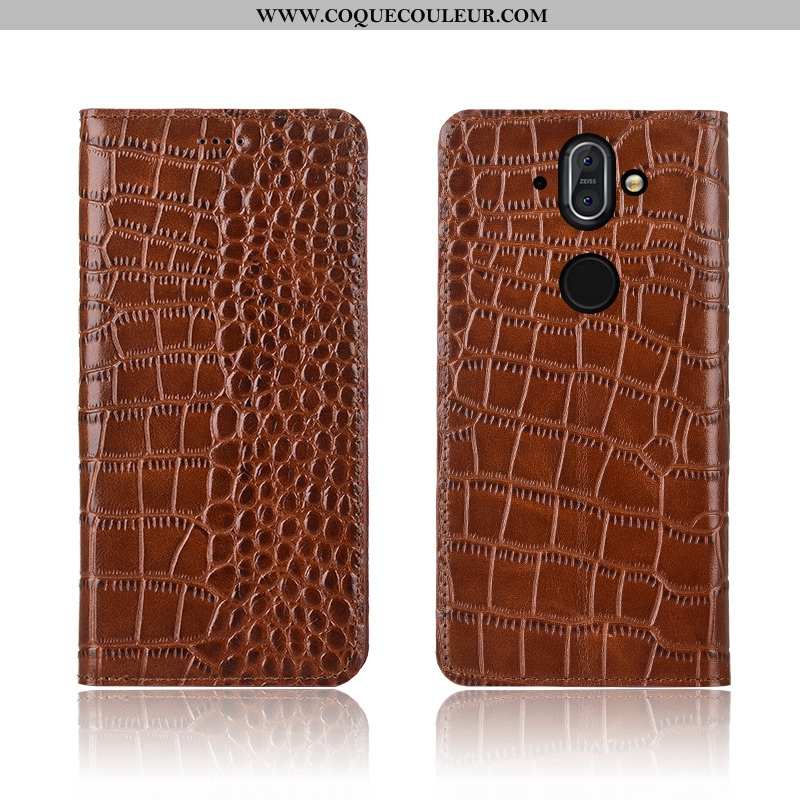 Coque Nokia 8 Sirocco Cuir Haute Marron, Housse Nokia 8 Sirocco Fluide Doux Protection Véritable Mar