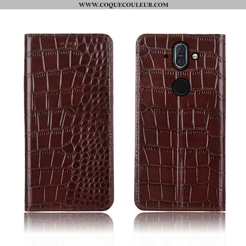 Coque Nokia 8 Sirocco Cuir Haute Marron, Housse Nokia 8 Sirocco Fluide Doux Protection Véritable Mar