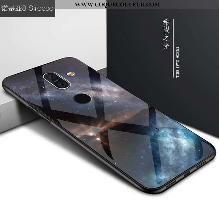 Housse Nokia 8 Sirocco Tendance Étui Personnalité, Nokia 8 Sirocco Verre Coque Noir