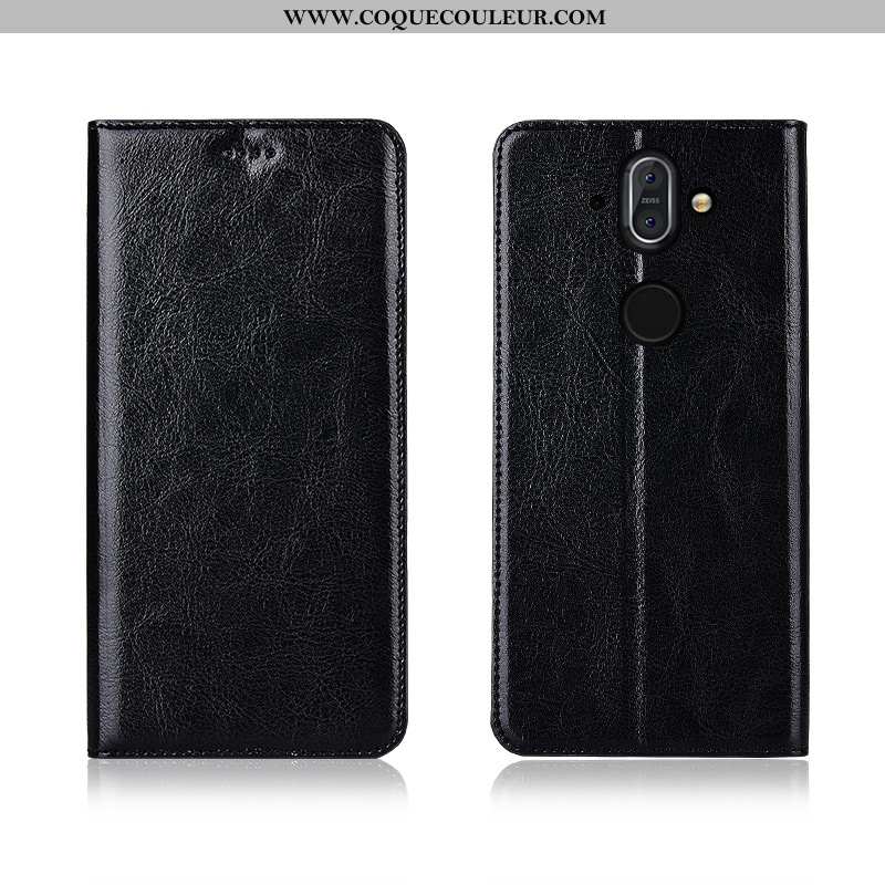 Coque Nokia 8 Sirocco Fluide Doux Housse Haute, Nokia 8 Sirocco Silicone Cuir Véritable Noir