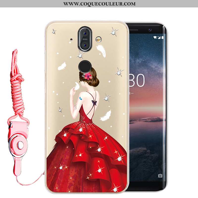 Housse Nokia 8 Sirocco Fluide Doux Étui Incassable, Nokia 8 Sirocco Protection Strass Doré