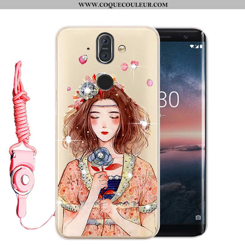 Housse Nokia 8 Sirocco Fluide Doux Étui Incassable, Nokia 8 Sirocco Protection Strass Doré