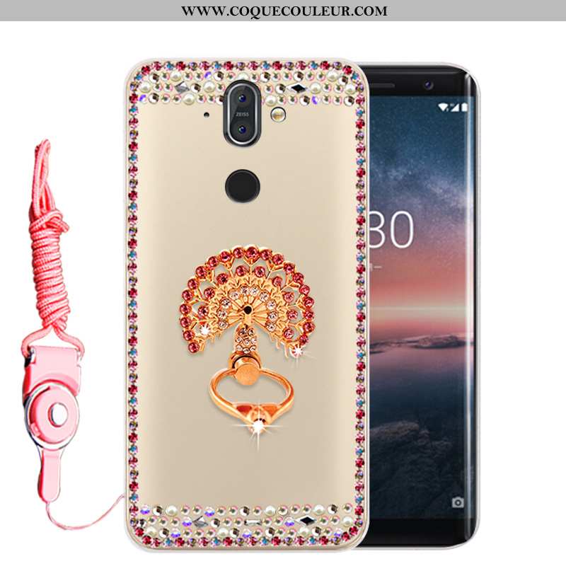 Housse Nokia 8 Sirocco Fluide Doux Étui Incassable, Nokia 8 Sirocco Protection Strass Doré