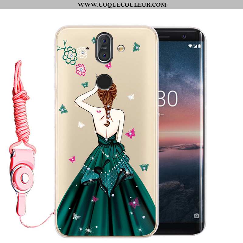 Housse Nokia 8 Sirocco Fluide Doux Étui Incassable, Nokia 8 Sirocco Protection Strass Doré